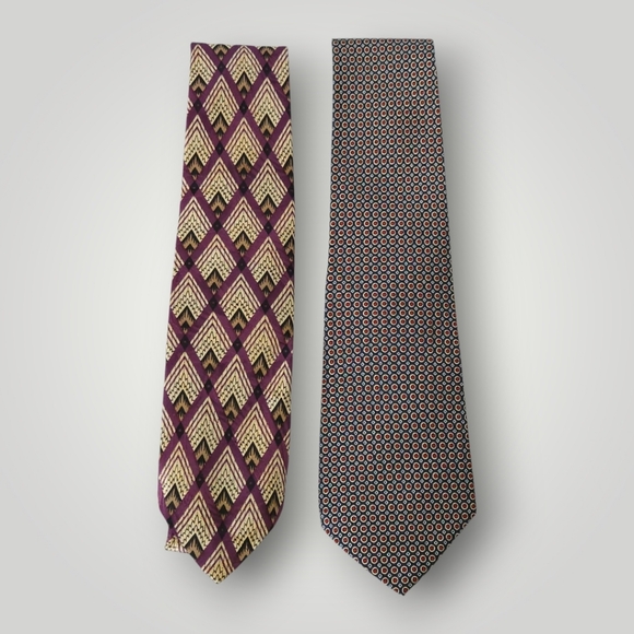 Vintage Polo Ralph Lauren 100% Silk‎ Tie Bundle Made in USABurgundy Chevron